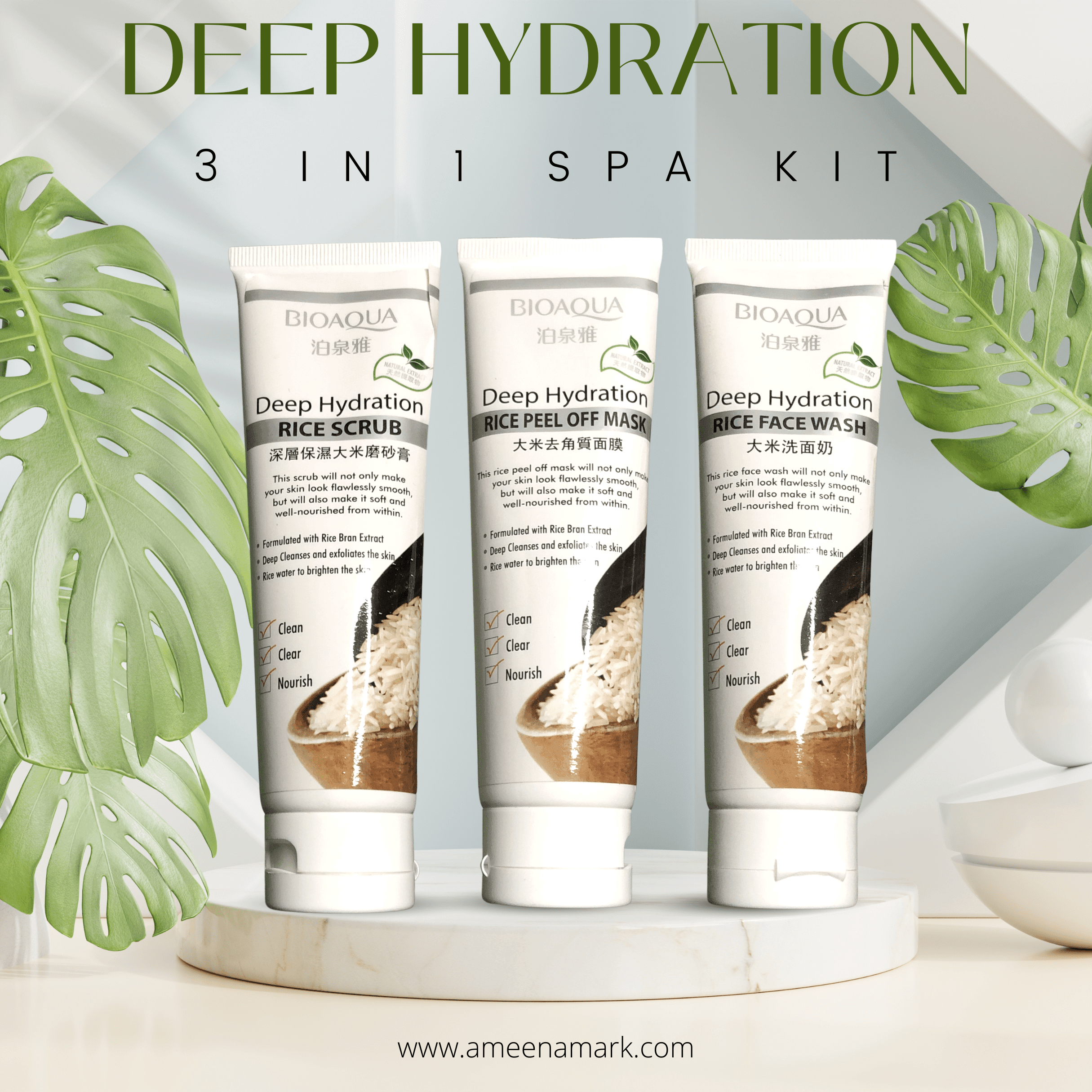 BIOAQUA Deep Hydration 3in1 Spa kit with Free Rice Soap khubsurti.pk BIOAQUA Deep Hydration 3in1 Spa kit with Free Rice Soap wddtrn-rx.myshopify.com