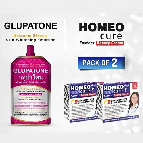 2 in 1 GLUPATONE Whitening Emulsion With Homeo Cure Cream khubsurti.pk