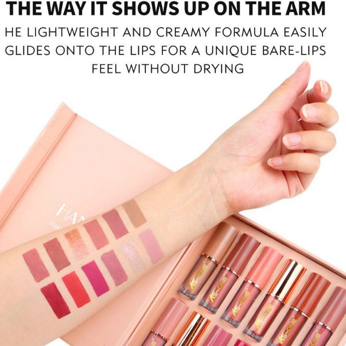 KS-ONE 12 Colors Matte Liquid Lipstick & Lip Gloss Set