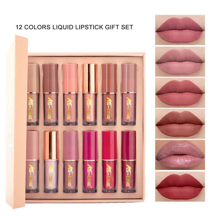 KS-ONE 12 Colors Matte Liquid Lipstick & Lip Gloss Set