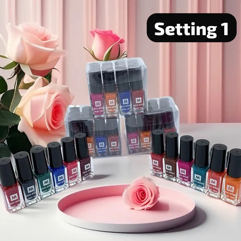 Miss Rose Nail Polish Peel Off – 12 Pcs Set khubsurti.pk